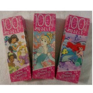 3 Disney Princess's 100 Piece Puzzles - Cinderella * Ariel * Jasmine & Rapunzel